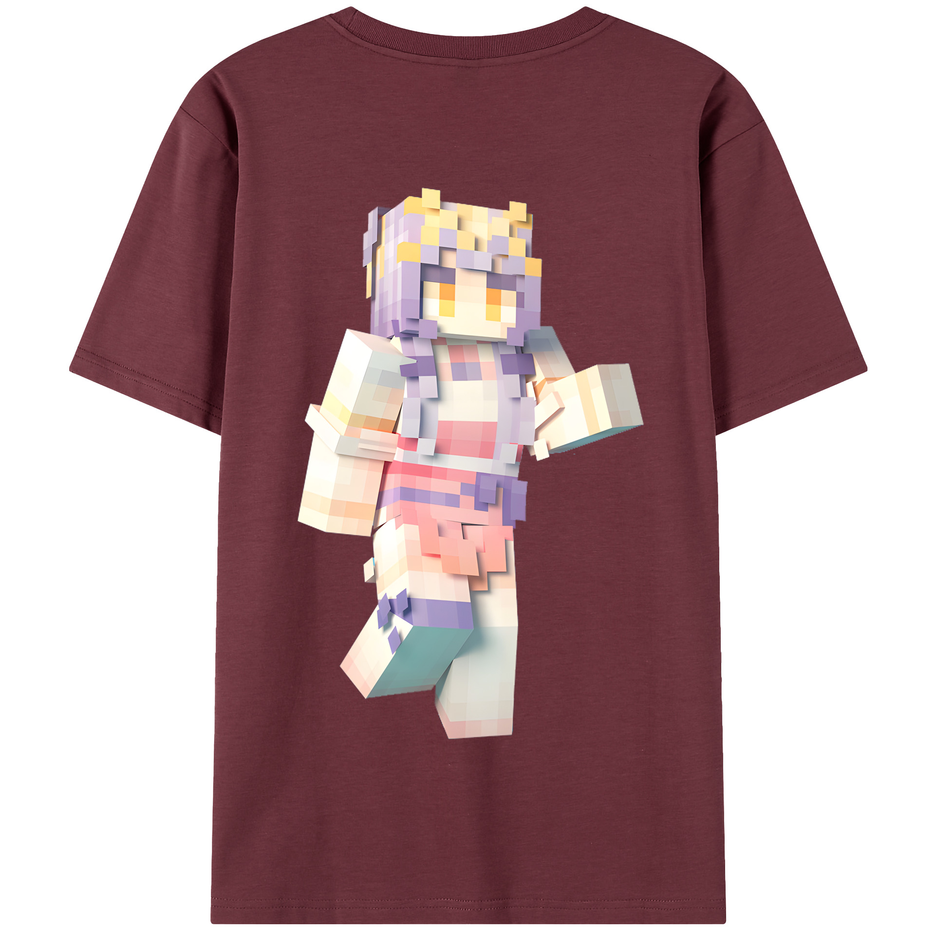 （画像用） マインクラフト ブロックの世界 Minecraft MC Block world 綿100％半袖Tシャツ（背面プリント）